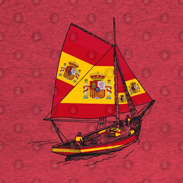 Support Spanish Vintage Spain Ship Sailing with Team of Spain Teamwork Achieves More by Mochabonk